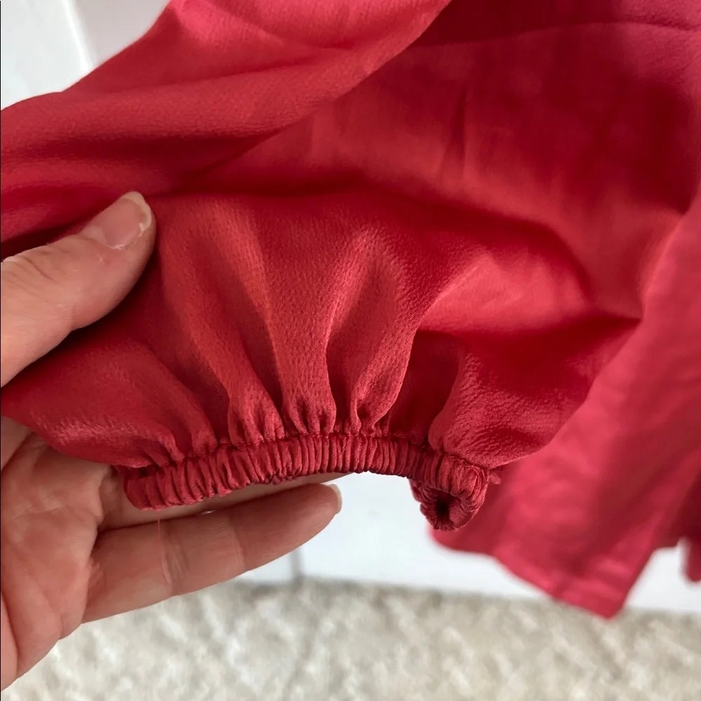 Torrid Size 2 dark rose satin texture long sleeve v-neck dress - Picture 5 of 11